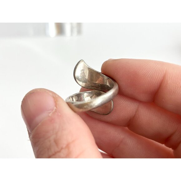 White Guilloche Wrap Siam Thai 925 Sterling Silver Vintage Ring - sz 5.25 - Picture 13 of 14